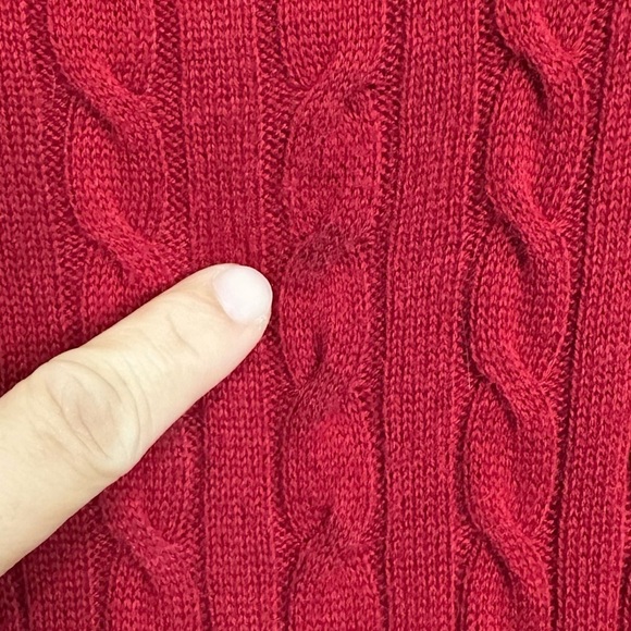 Talbots Wool Blend Red Fisherman Cable Knit Long Sleeves Sweater, Sz Medium - Picture 12 of 13